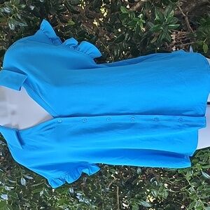 Blue Women's Top Size S Pleione NWT‎ Dressy Button Up